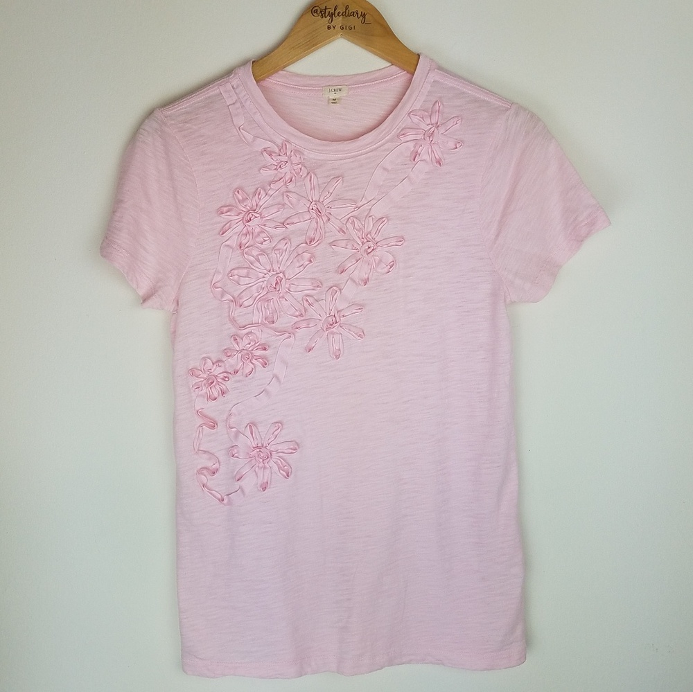 J. Crew | Light pink floral short sleeve tee